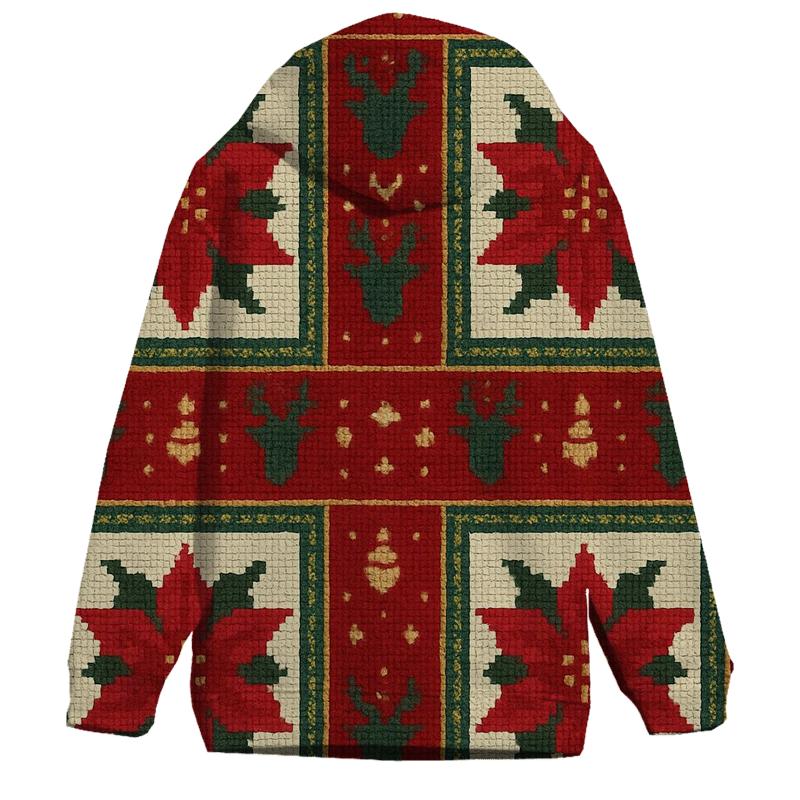Poinsettia Supernova Burst Panel Design embroidered hoodies