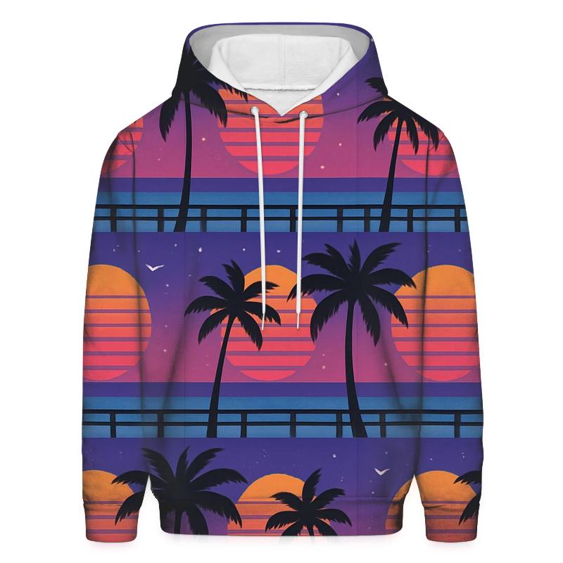 Sunset Boardwalk Palm Silhouette Blocks custom hoodies