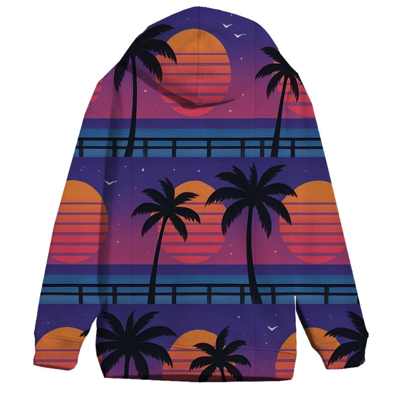 Sunset Boardwalk Palm Silhouette Blocks custom hoodies