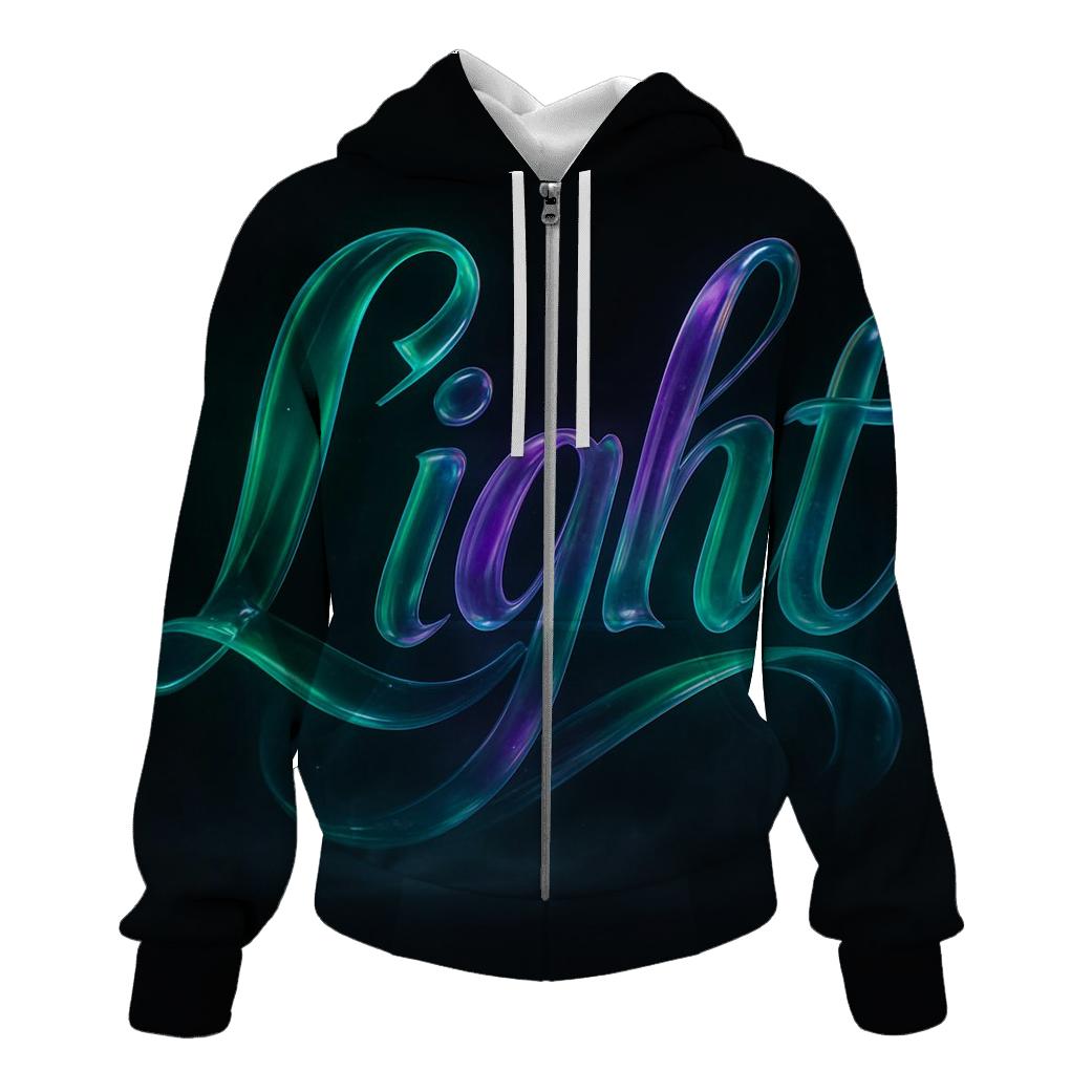 Aurora Glass Typography Wave graphic hoodies
