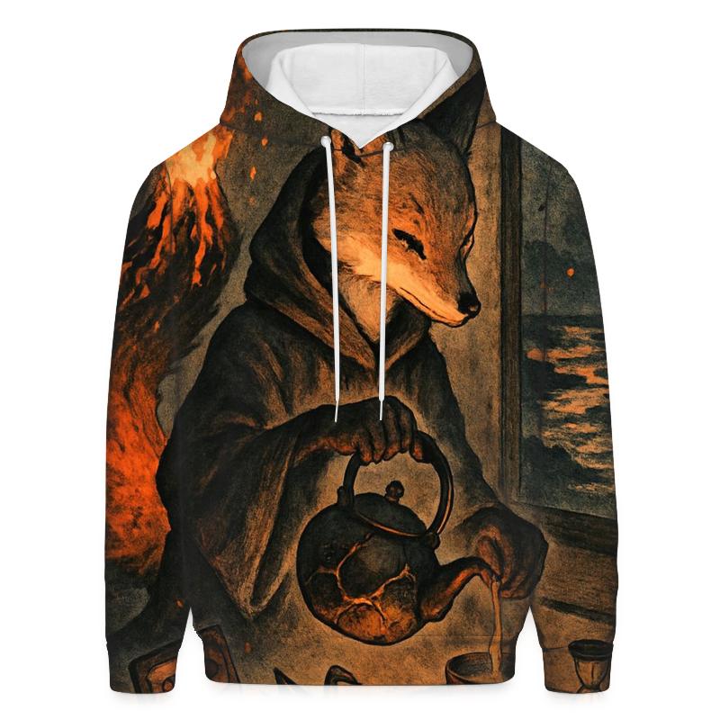 Tea Ceremony With A Volcano Fox zip-up hoodies