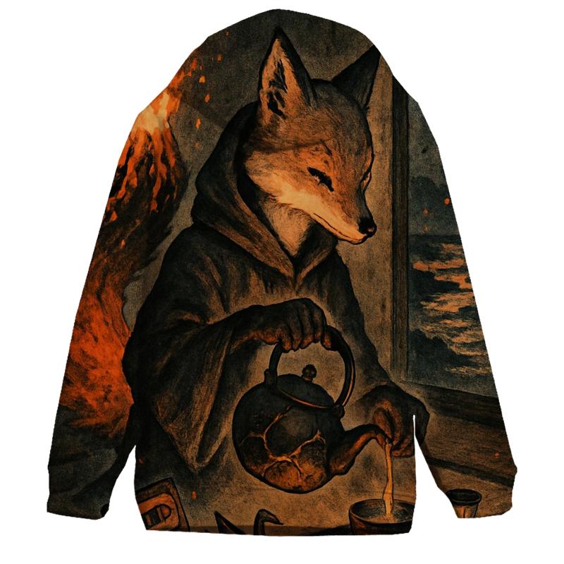 Tea Ceremony With A Volcano Fox zip-up hoodies