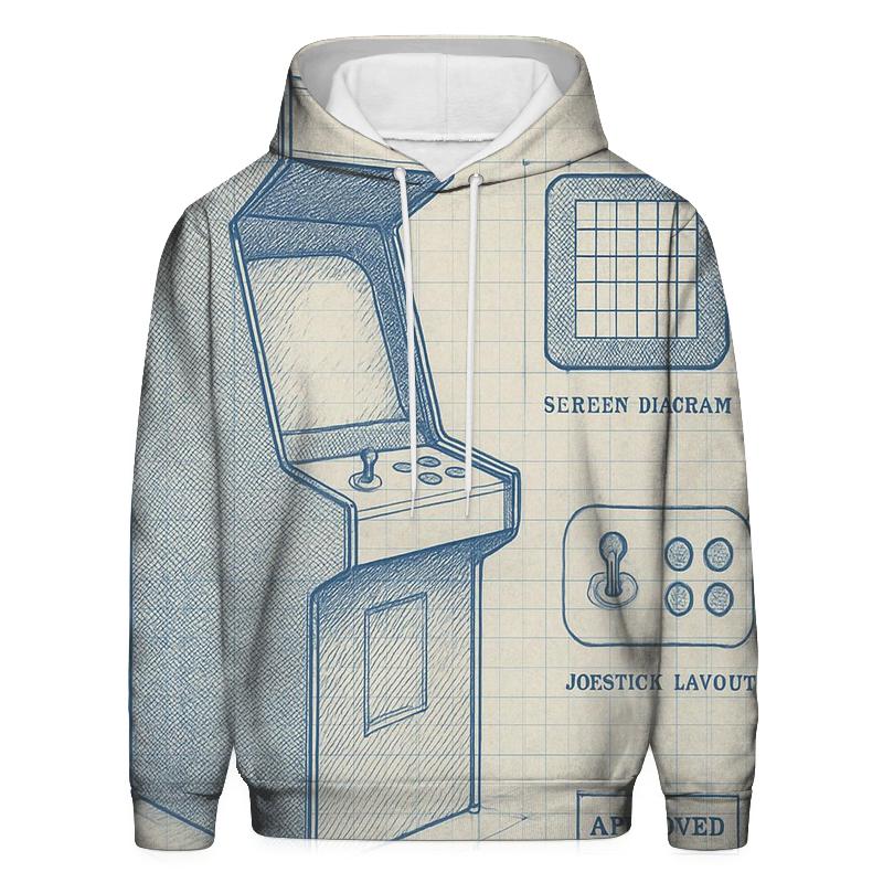 Classic Arcade Cabinet Blueprint Print hoodie styles