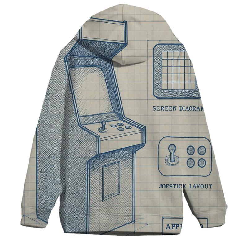 Classic Arcade Cabinet Blueprint Print hoodie styles