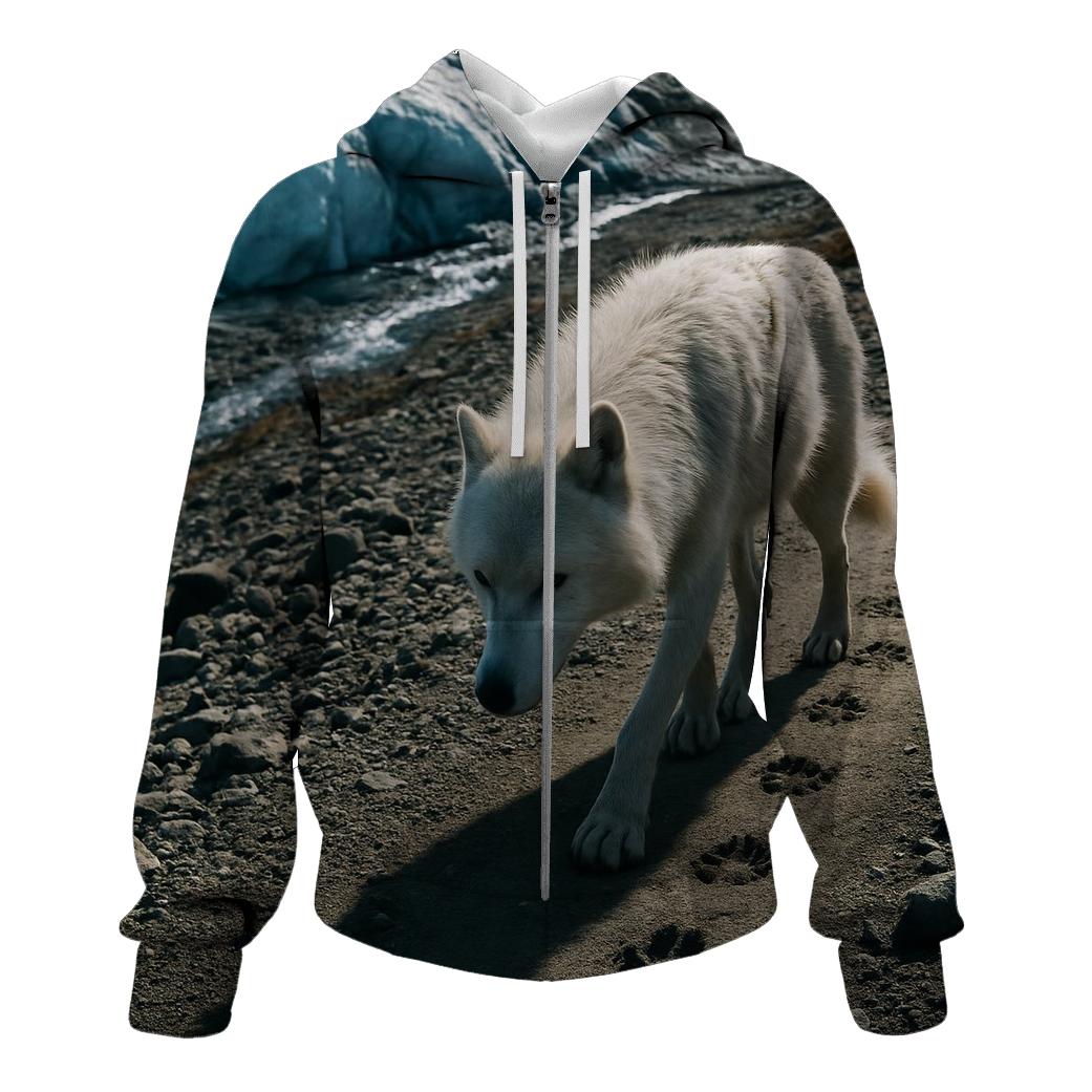 Wolf Tracks Along A Receding Glacier Moraine printed hoodies