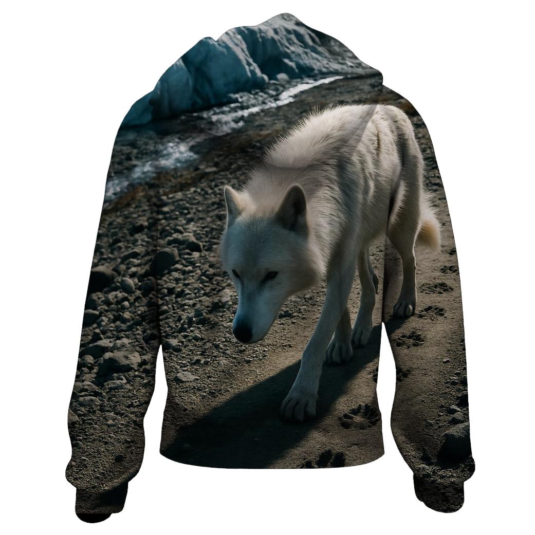 Wolf Tracks Along A Receding Glacier Moraine printed hoodies