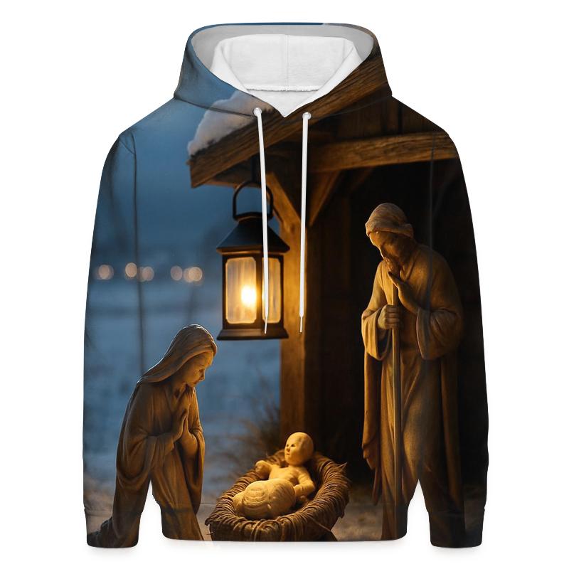 Silent Nativity By Moonlit Snow pullover hoodies