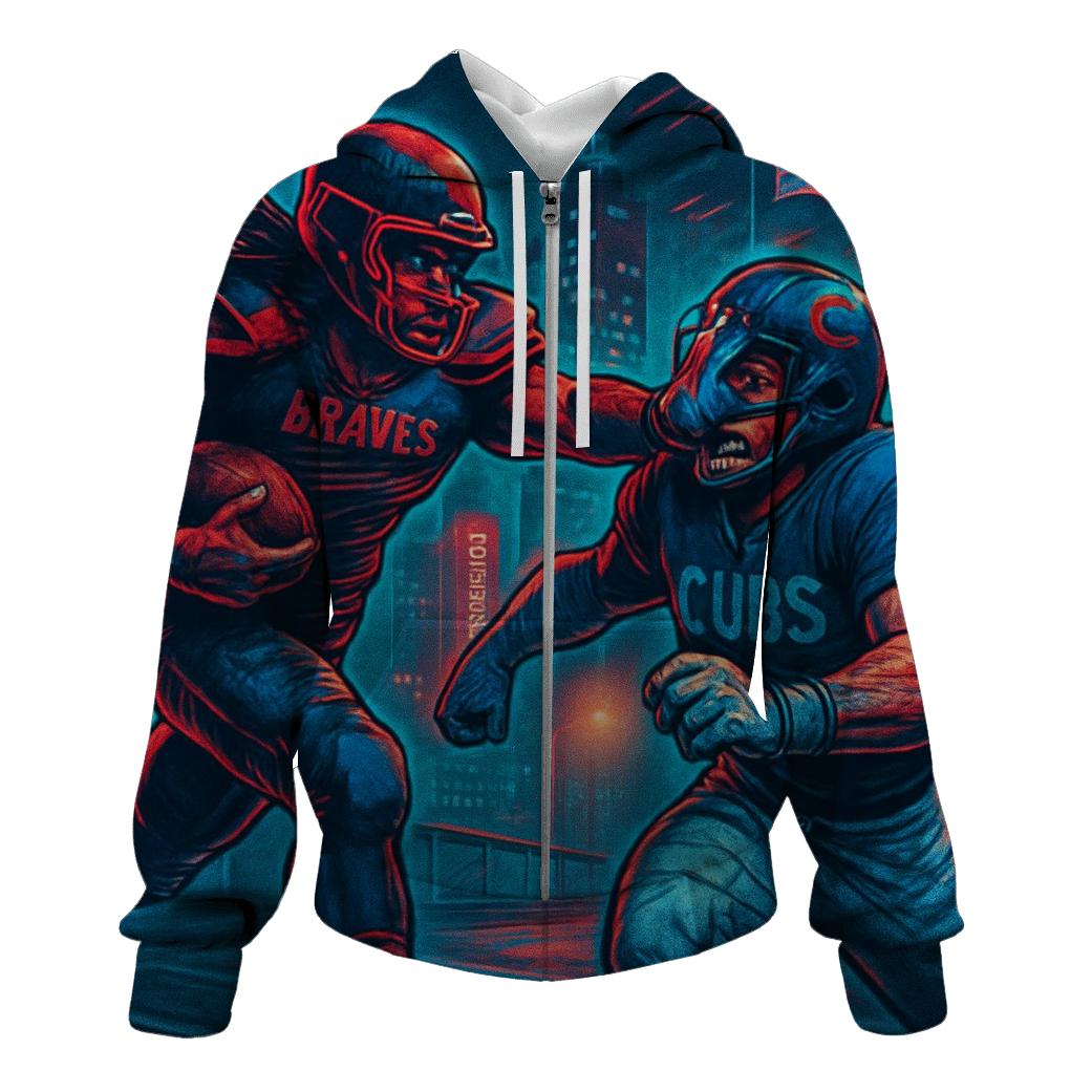 Neon Skyline Scrimmage Braves Versus Cubs custom hoodies
