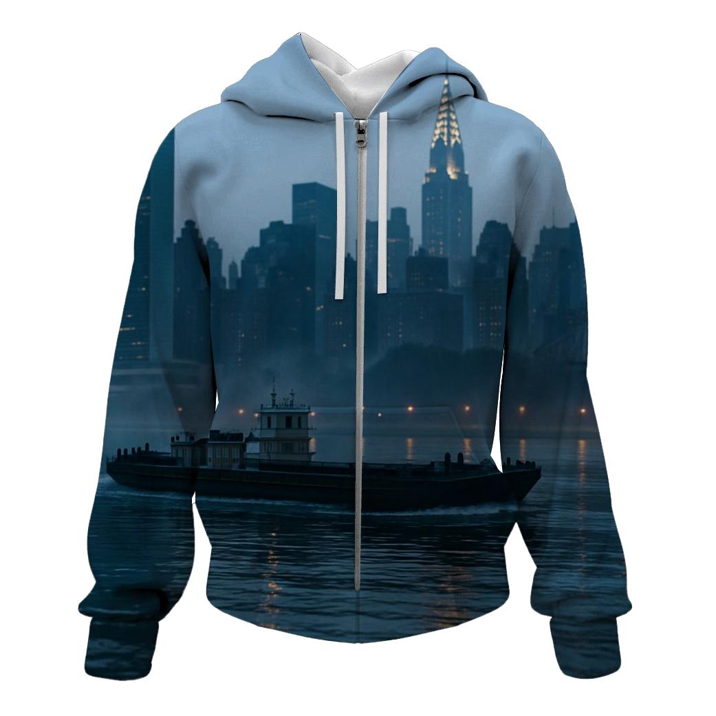 Pre Dawn East River Freight And Midtown Glow pullover hoodies