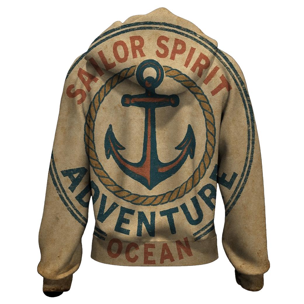 Aged Nautical Club Badge Illustration zip-up hoodies