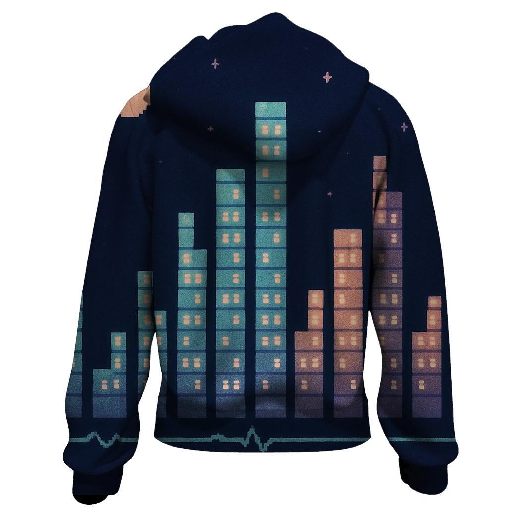 Pixel Skyline Equalizer zip-up hoodies