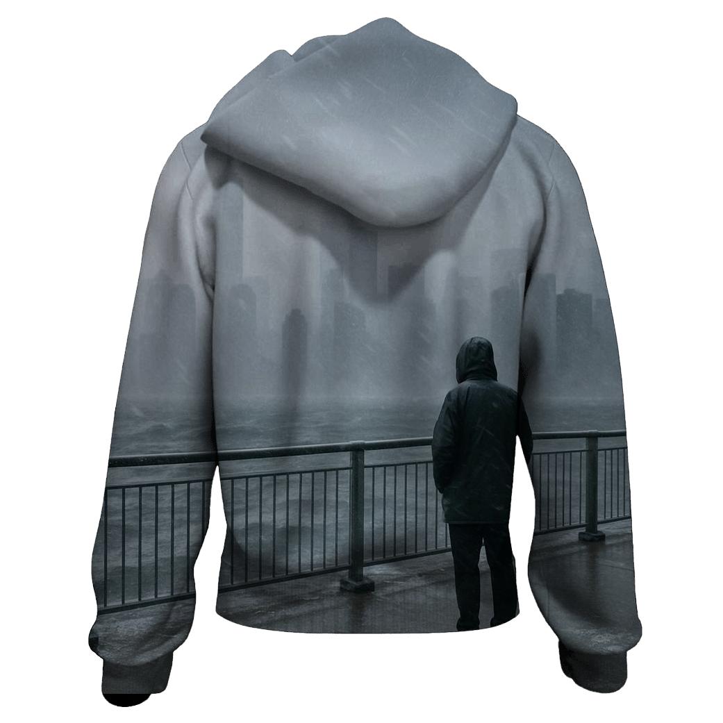 Snow Squall Over Lower Manhattan From Red Hook graphic hoodies