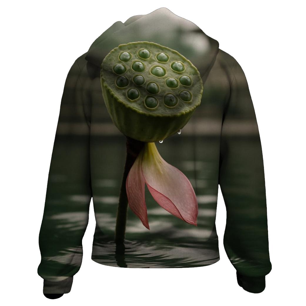 Lotus Seedpod And Fading Petals In A Temple Pond printed hoodies