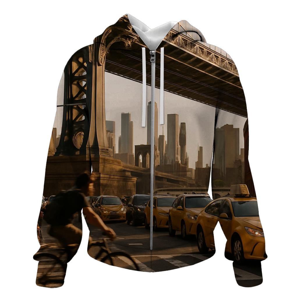 Golden Hour Gridlock Beneath The Manhattan Bridge hoodie trends