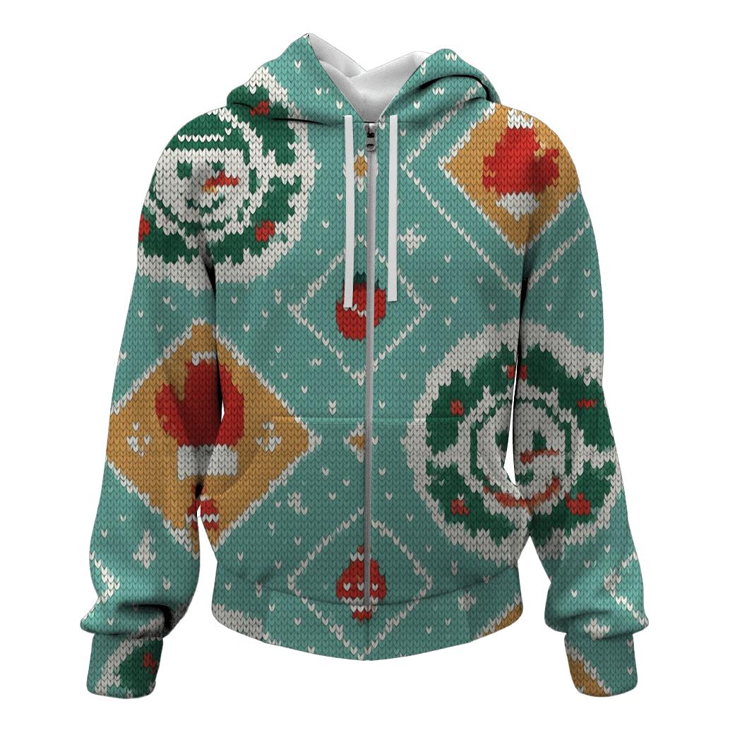 Holly Halo Snowman Medallion Design heavyweight hoodies