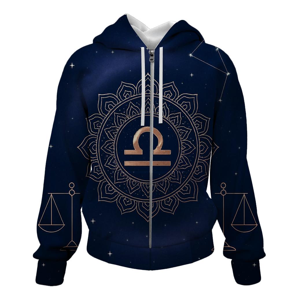 Libra Venusian Balance Mandala embroidered hoodies