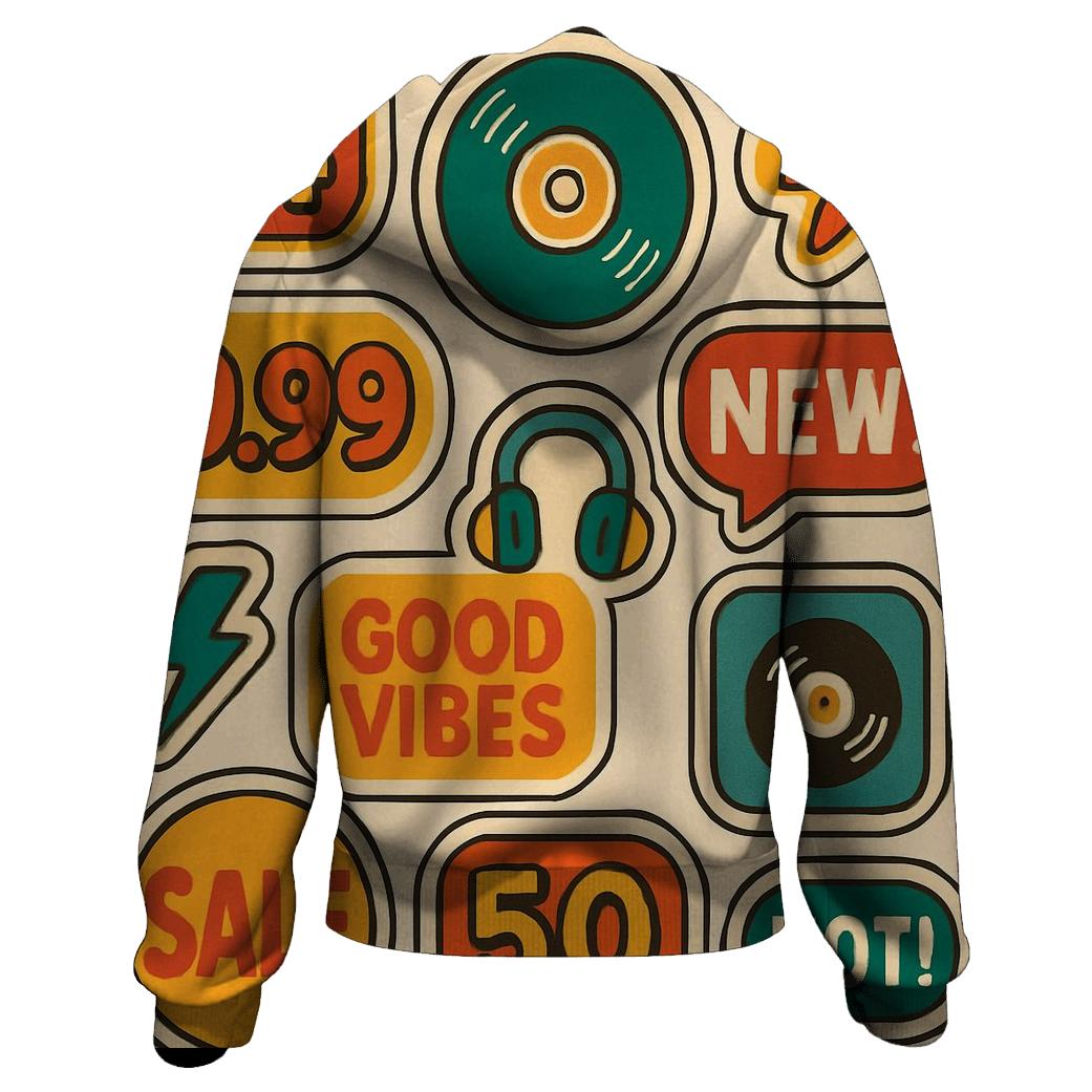 Funky Record Store Price Stickers printed hoodies