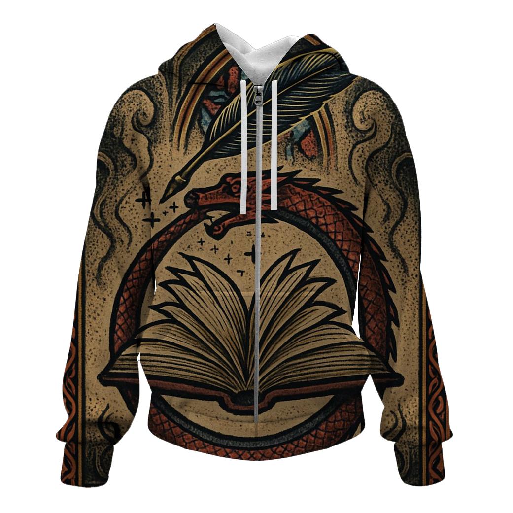 The Cathedral Ouroboros Manuscript printed hoodies