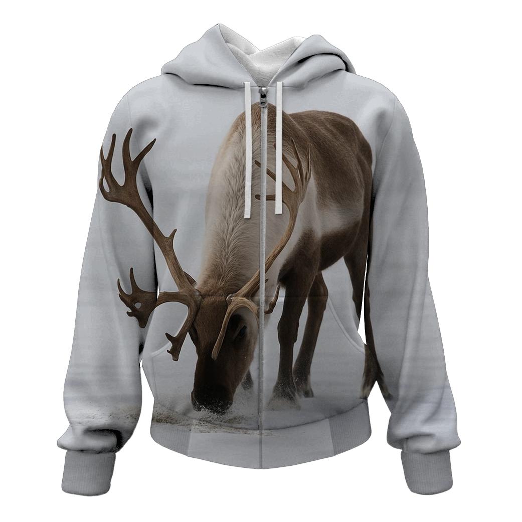 Tundra Antler Sweep Caribou zip-up hoodies
