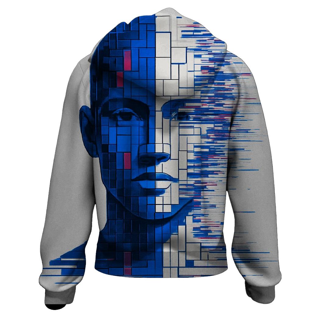 Quantum Glitch Portrait Mosaic designer hoodies