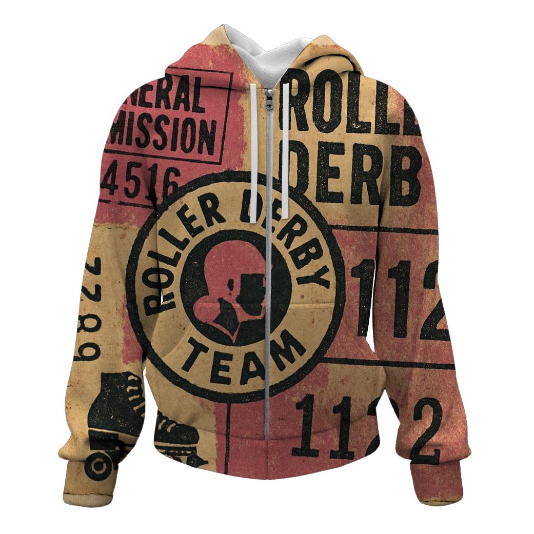 Old School Roller Derby Ticket Collage hoodie trends