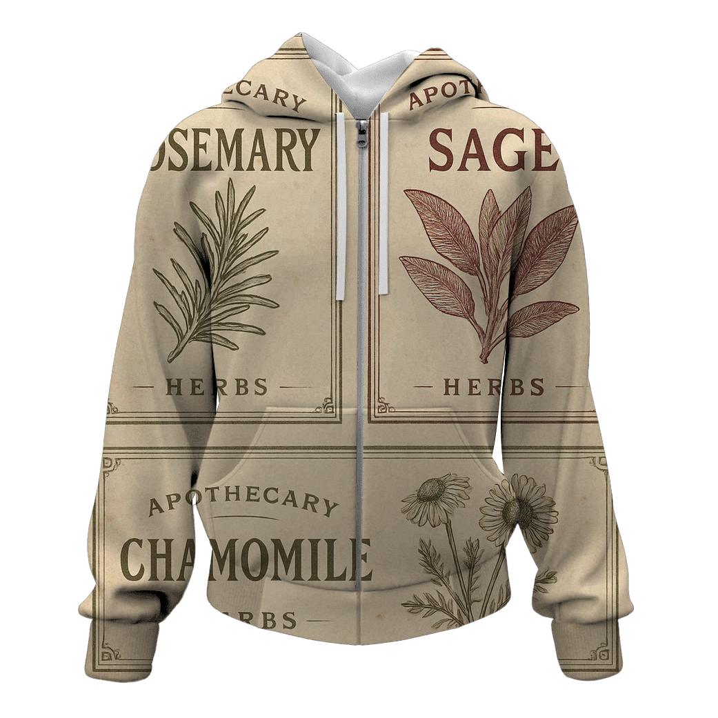 Vintage Botanical Herb Label Sheet hoodies fashion
