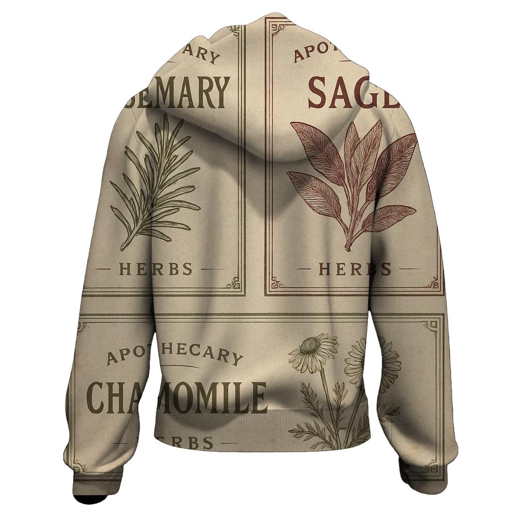 Vintage Botanical Herb Label Sheet hoodies fashion