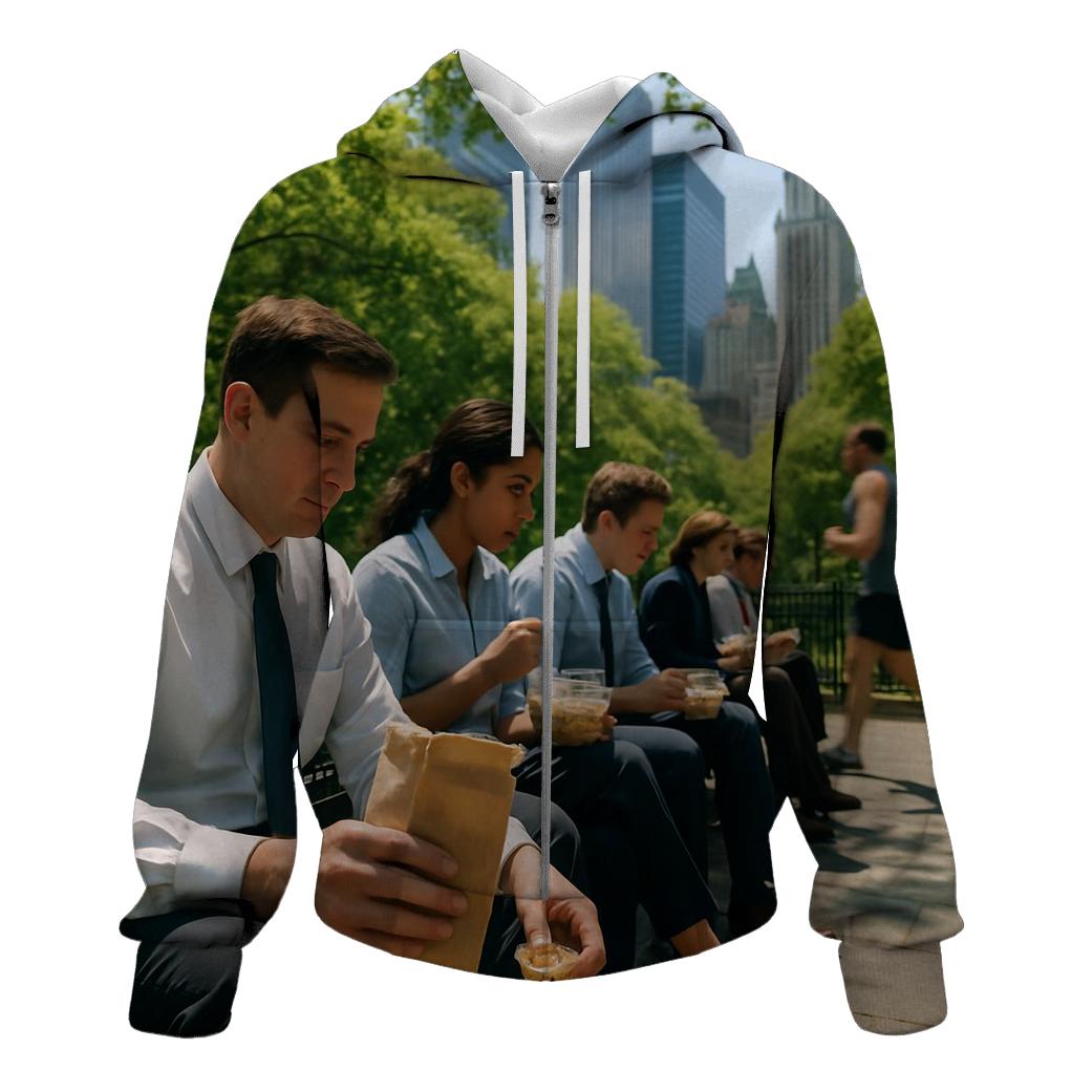 City Hall Park Lunch Break Skyline Through Trees designer hoodies