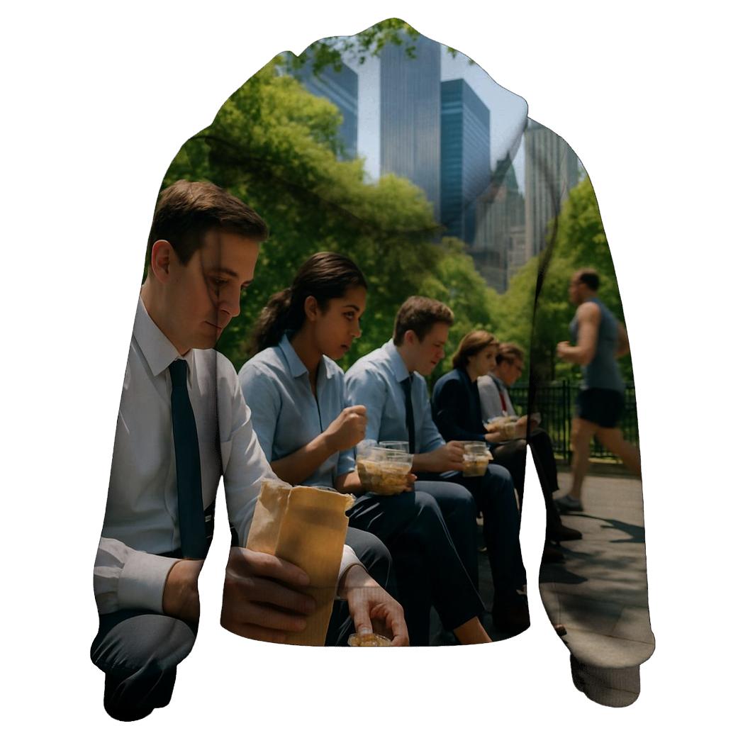 City Hall Park Lunch Break Skyline Through Trees designer hoodies