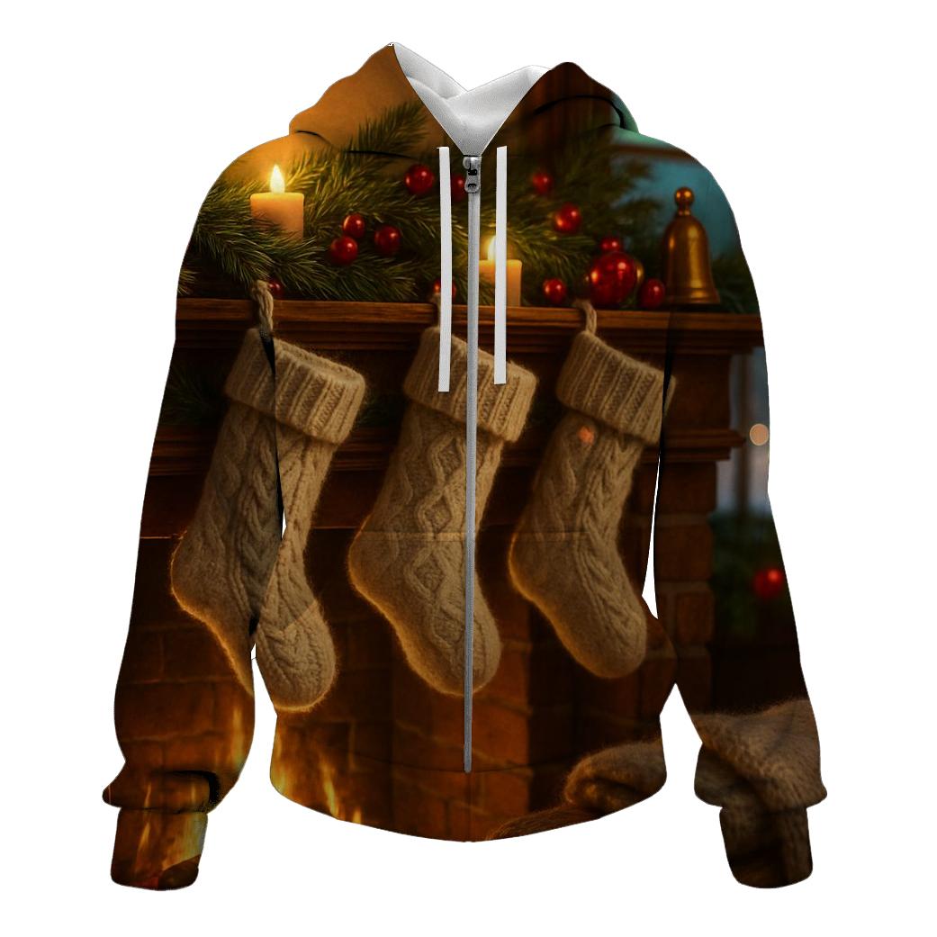 Knitted Stockings Under Northern Glow printed hoodies