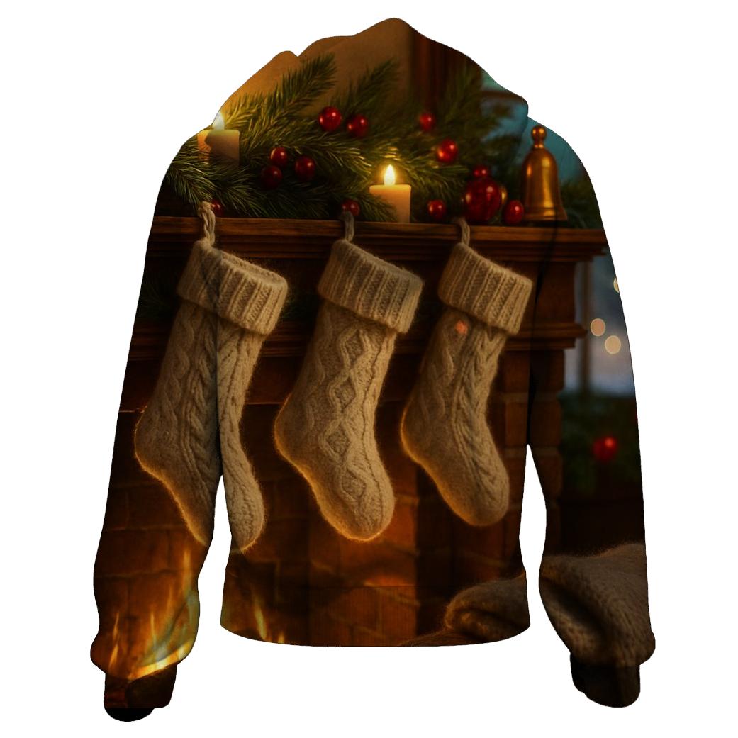 Knitted Stockings Under Northern Glow printed hoodies