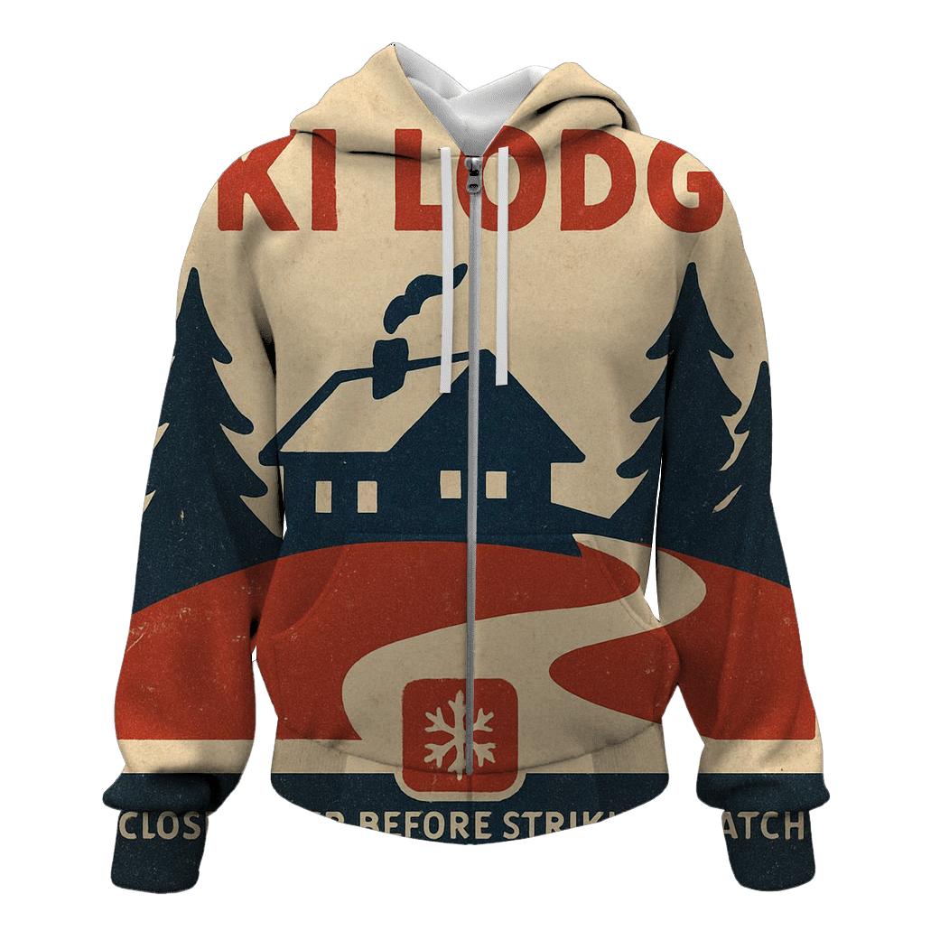 Retro Ski Lodge Matchbook Cover custom hoodies