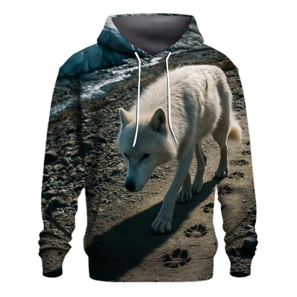 Wolf Tracks Along A Receding Glacier Moraine printed hoodies