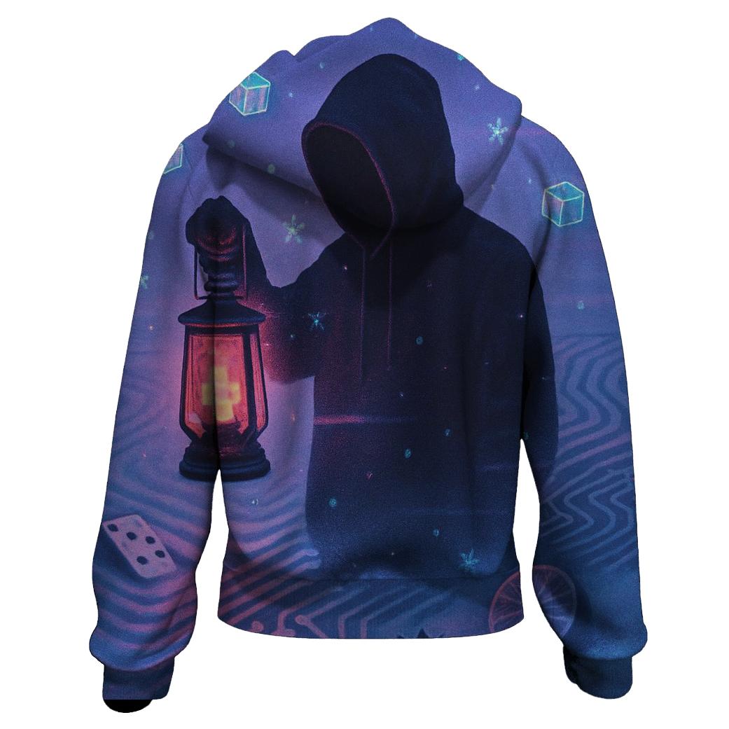 Glitch Lantern In The Snow Garden zip-up hoodies