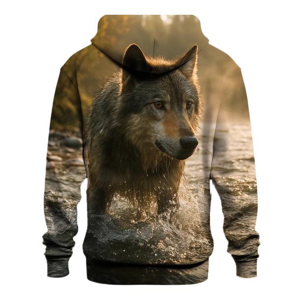 River Crossing During Autumn Salmon Run zip-up hoodies