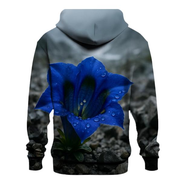 Wild Blue Gentian In Alpine Scree After A Storm printed hoodies