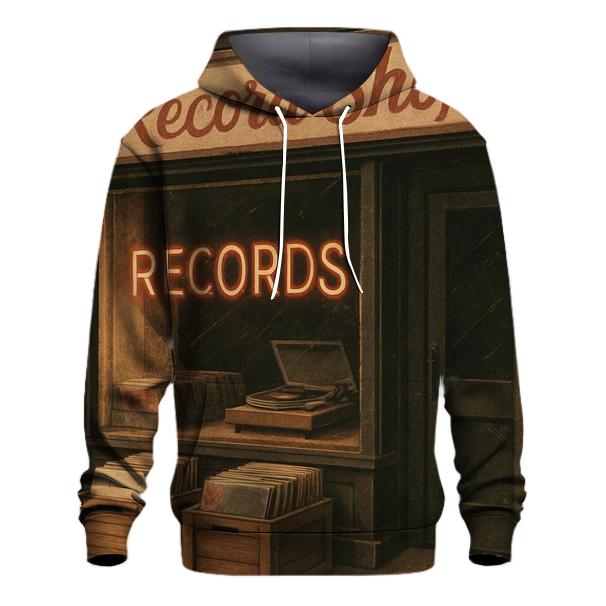 Worn Vinyl Record Shop Window Scene hoodie trends