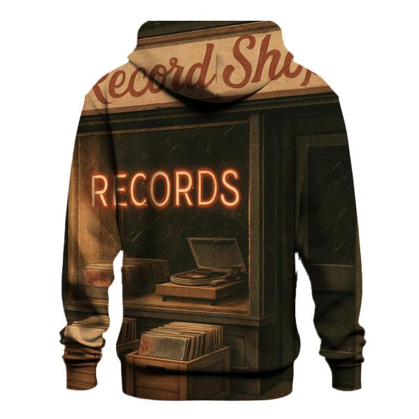 Worn Vinyl Record Shop Window Scene hoodie trends