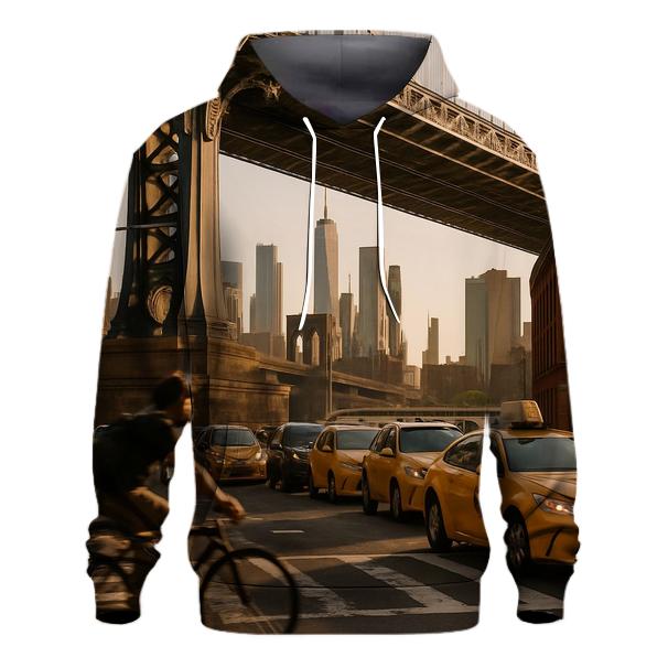 Golden Hour Gridlock Beneath The Manhattan Bridge pullover hoodies