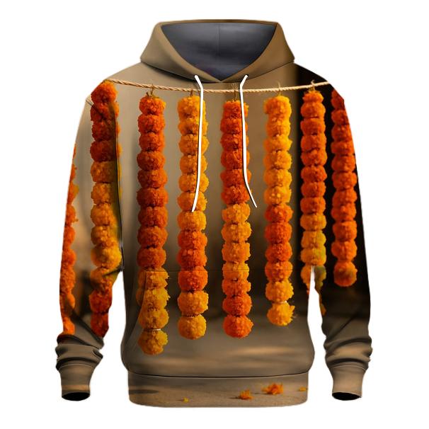 Marigold Garlands Drying In A Courtyard Shade premium hoodies