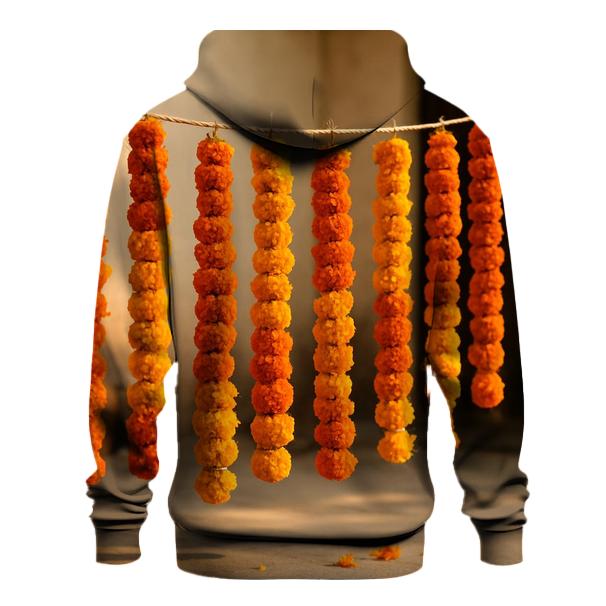 Marigold Garlands Drying In A Courtyard Shade premium hoodies