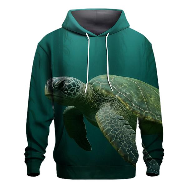 Kelp Forest Spiral Green Sea Turtle embroidered hoodies