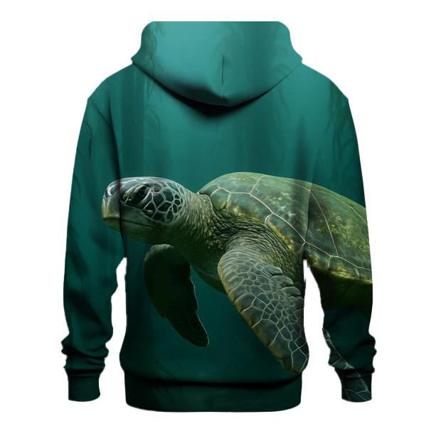 Kelp Forest Spiral Green Sea Turtle embroidered hoodies