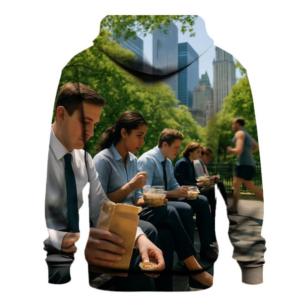 City Hall Park Lunch Break Skyline Through Trees printed hoodies