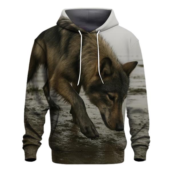 Mudflat Foraging At Low Tide In Coastal Fog lightweight hoodies