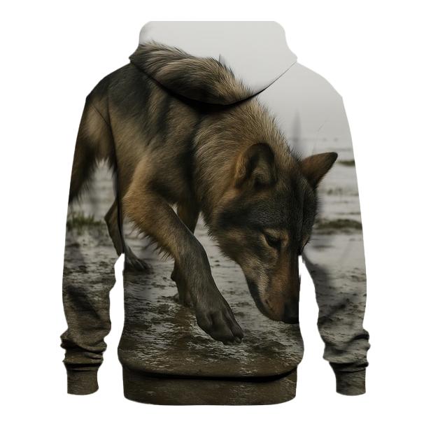 Mudflat Foraging At Low Tide In Coastal Fog lightweight hoodies