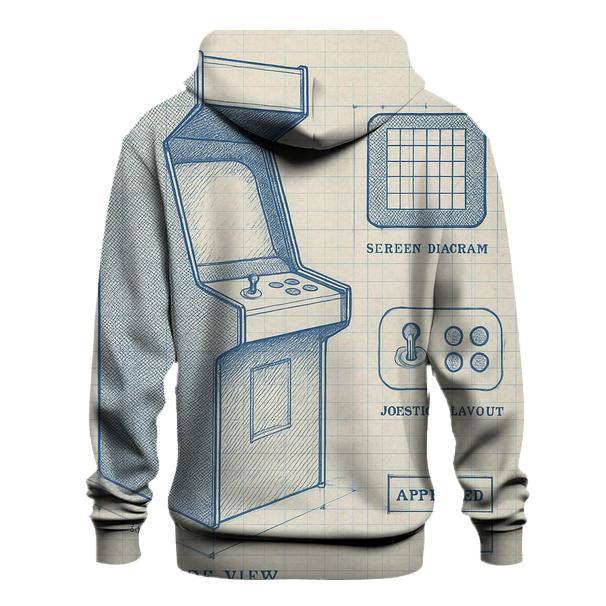 Classic Arcade Cabinet Blueprint Print printed hoodies