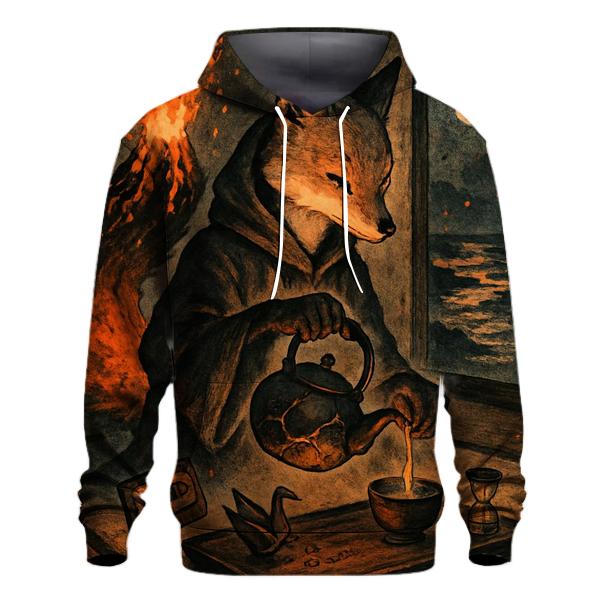 Tea Ceremony With A Volcano Fox graphic hoodies