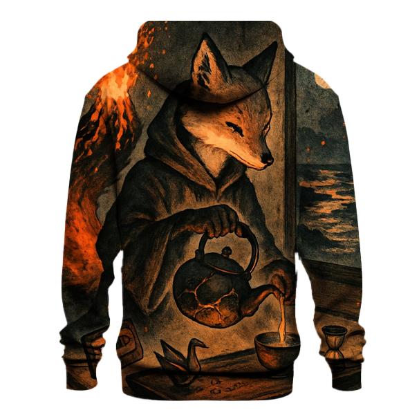 Tea Ceremony With A Volcano Fox graphic hoodies