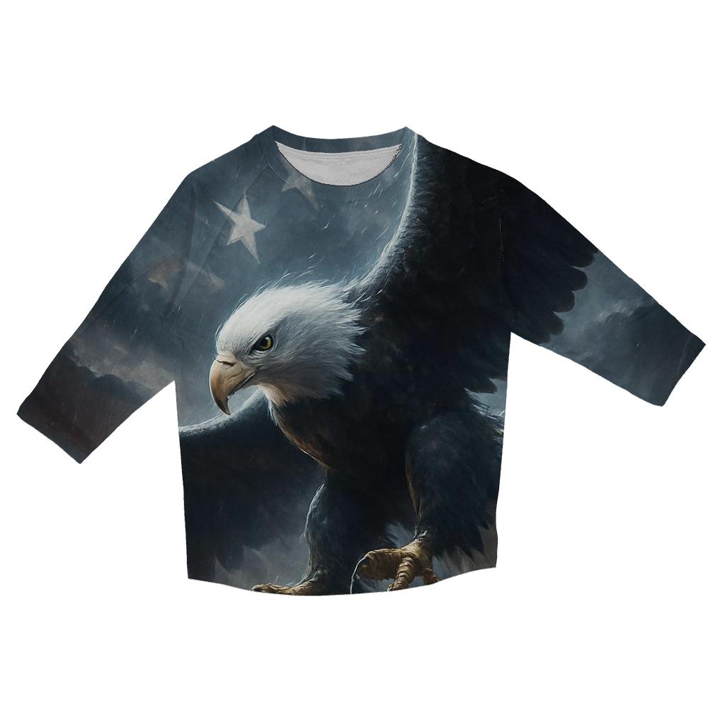 Eagle Guardian In Storm Lit Flag Sky personalized 3/4 sleeve tees